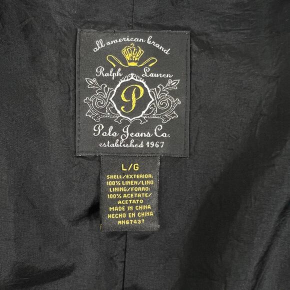 Vintage Polo Ralph Lauren Women's 100% Linen Blazer Jacket Moto Plaid - Picture 8 of 8